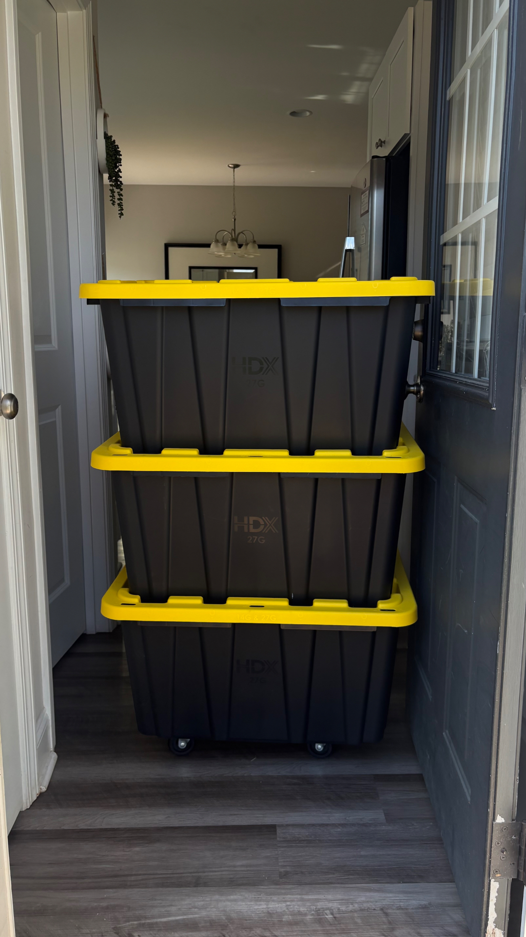 Moving totes on a Tote Taxi delivered inside a front door in Concord NC